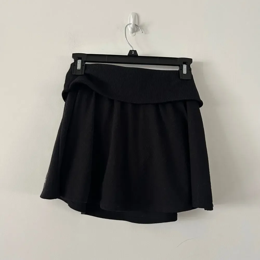 Alo Yoga Doubles Only Knit Black Athletic Tennis Skirt Size S